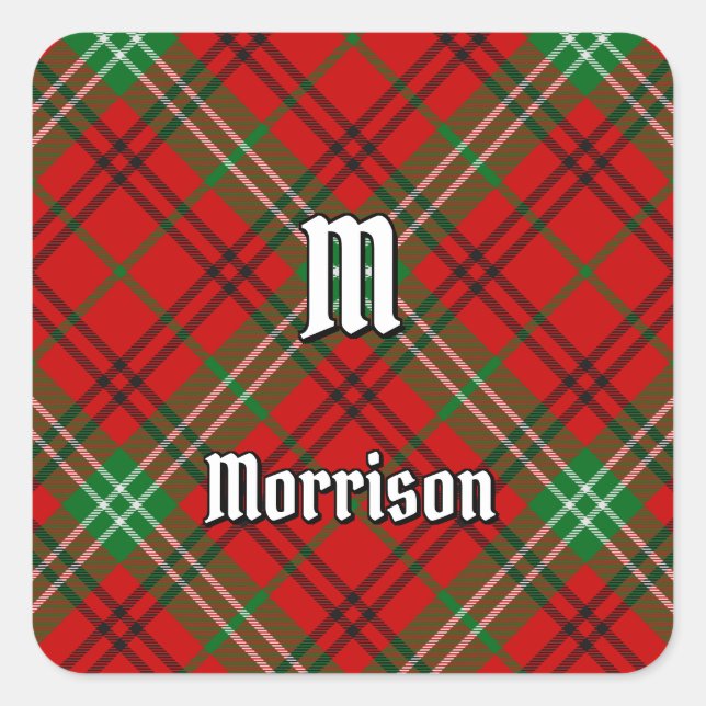 Sticker Carré Clan Morrison Red Tartan (Devant)