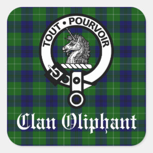 Sticker Carré Clan Oliphant Crest & Tartan