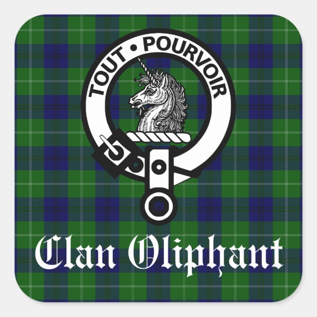 Sticker Carré Clan Oliphant Crest & Tartan (Devant)