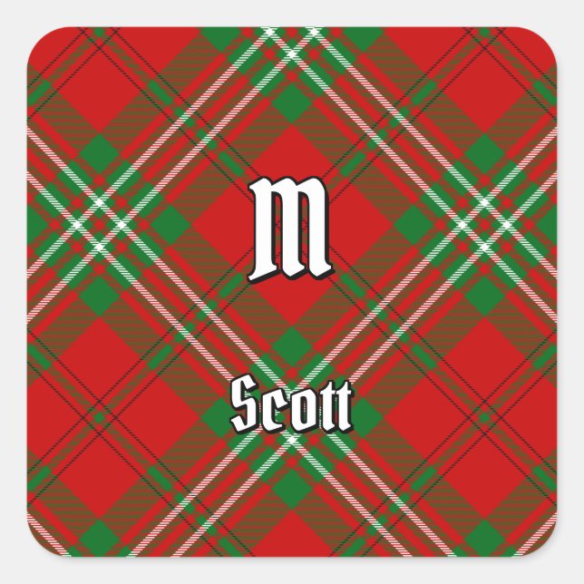 Sticker Carré Clan Scott Red Tartan (Devant)