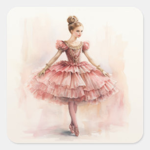 Sticker Carré Clara (Cheveux Rouges) du Ballet Casse-Noisette