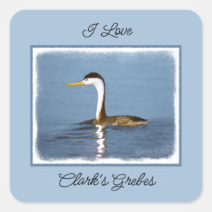 Sticker Carré Clark's Grebe Painting - Art original pour les ois