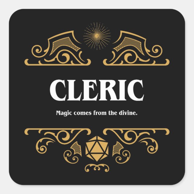 Sticker Carré Classe Cleric Jeu RPG Tablett (Devant)