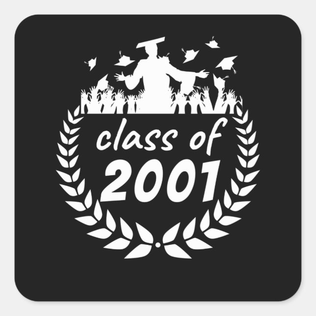 Sticker Carré classe de 2001 graduation ou reunion design par (Devant)