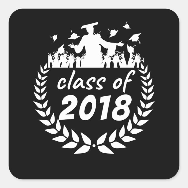 Sticker Carré classe de 2018 graduation ou reunion design par (Devant)