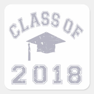 Sticker Carré Classe De Graduation 2018 - Gris