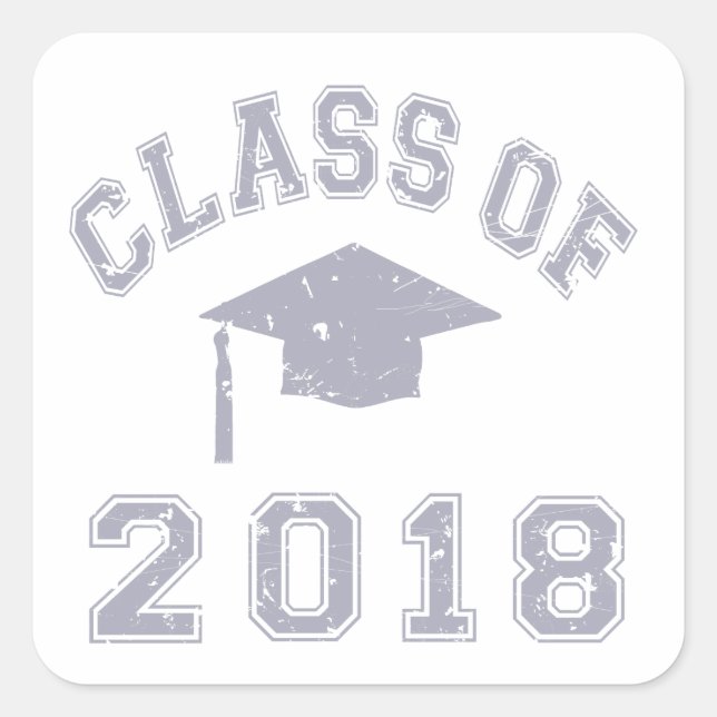 Sticker Carré Classe De Graduation 2018 - Gris (Devant)