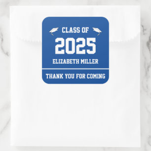 Sticker Carré Classe de Merci blanc et bleu profond 2025 Favor