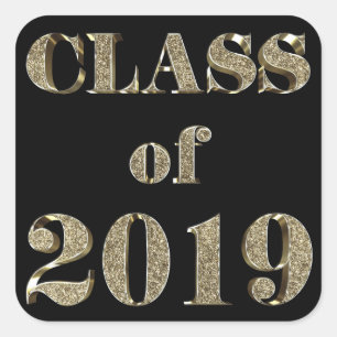 Sticker Carré Classe de Typographie de Parties scintillant noir 