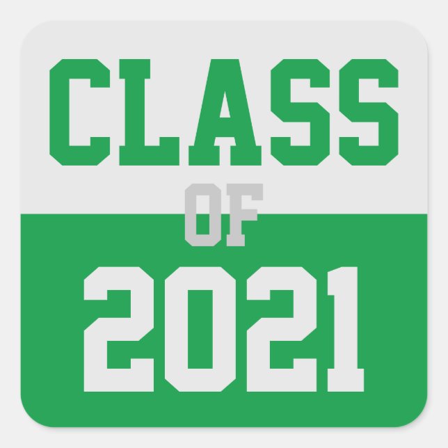 Sticker Carré Classe Green & Silver de 2024 Graduation (Devant)