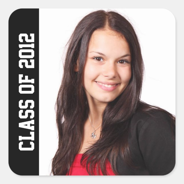 Sticker Carré Classe photo année scolaire diplôme memento noir (Devant)