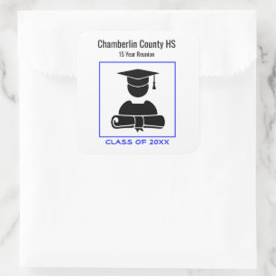 Sticker Carré Classe Réunion Noir Bleu Lumineux Personnalisé Con