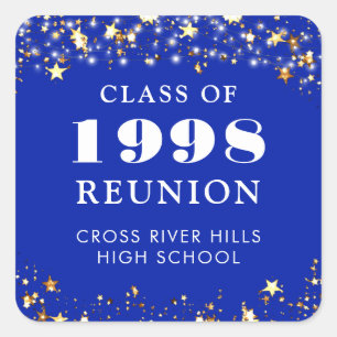 Sticker Carré Classe Reunion Royal Blue Gold Stars Personnalisé