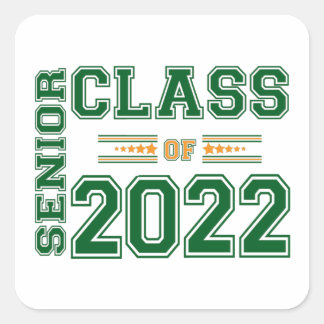 Sticker Carré Classe supérieure de 2022 Vert et orange