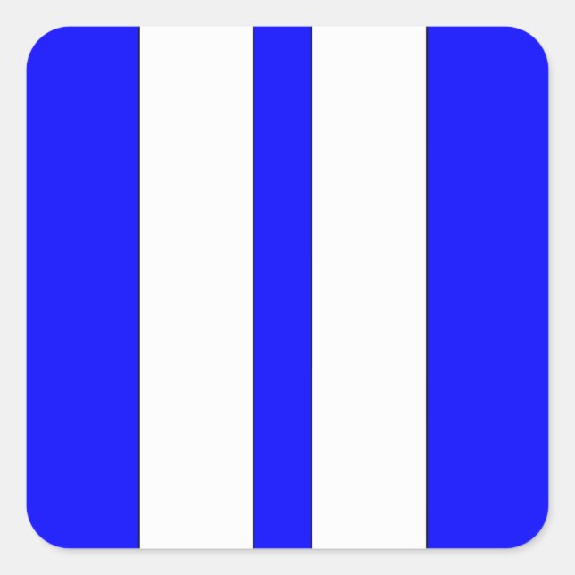 Sticker Carré Classic Blue & White Retro Car Racing Stripes (Devant)