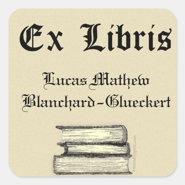 Sticker Carré Classic Ex Libris Plaque (Devant)
