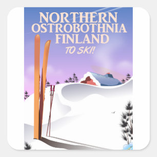 Sticker Carré Classic Garmisch, Alpes bavaroises poster ski