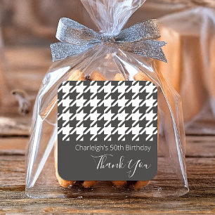 Sticker Carré Classic moderne noir et blanc Houndstooth