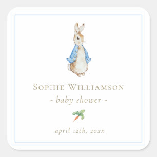 Sticker Carré Classic Pierre le Baby shower lapin