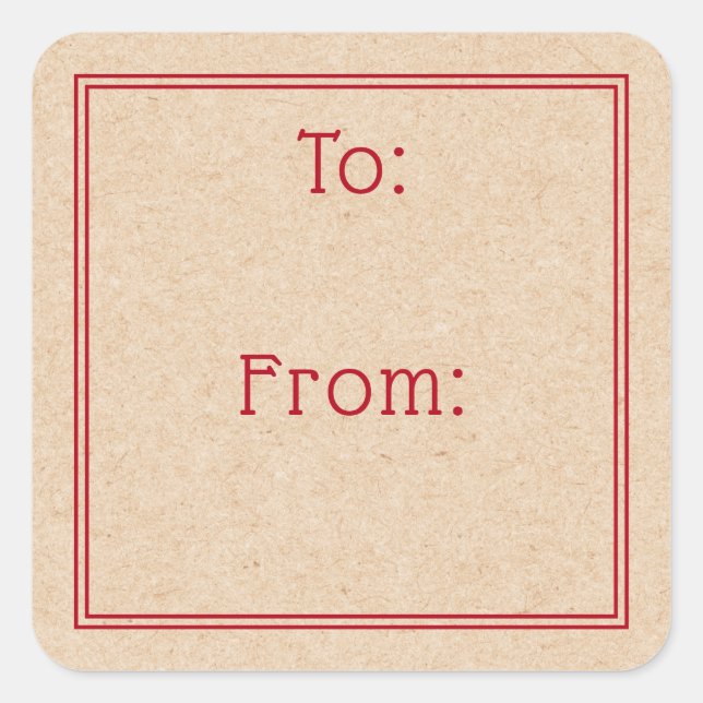 Sticker Carré Classic red border rustic Kraft look print to from (Devant)