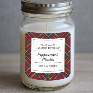 Sticker Carré Classic Red Tartan Holiday