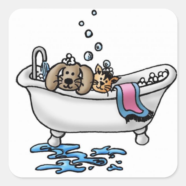 Sticker Carré classique/Bain pour animaux (Devant)
