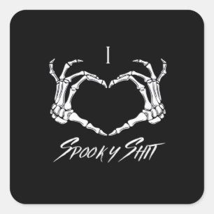 Sticker Carré Classique éffrayant - Squelette Mains Coeur