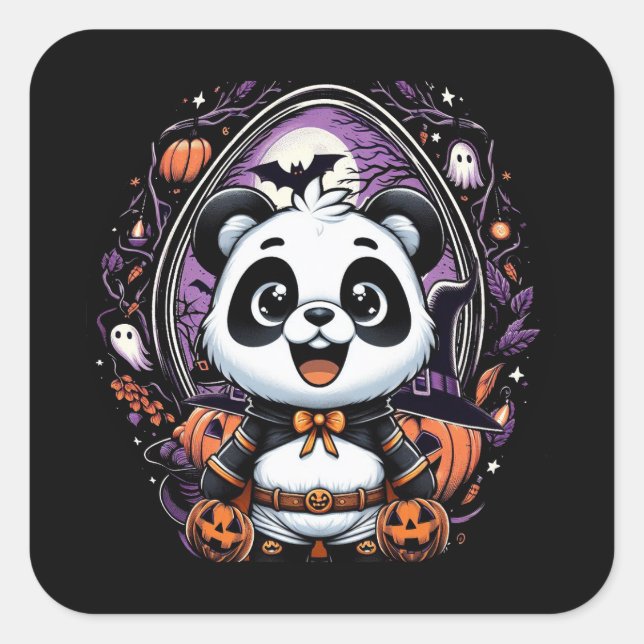 Sticker Carré classique Halloween Panda (Devant)