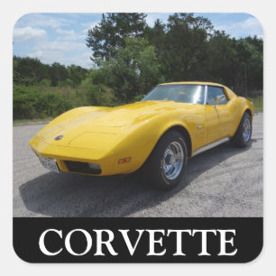 Sticker Carré Classique Jaune 1973 Corvette