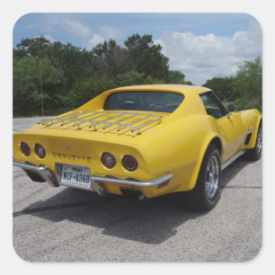 Sticker Carré Classique Jaune 1973 Corvette
