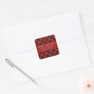 Sticker Carré Classique Simple Minimaliste Rouge Joyeux Noël