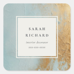 Sticker Carré Classy Artisan Blue Gold Paint Business
