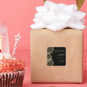 Sticker Carré Classy Gold & Black Damask 40e anniversaire
