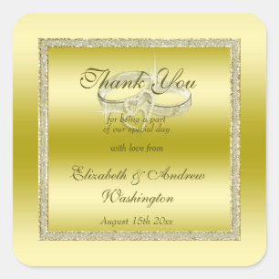 Sticker Carré Classy Gold Parties scintillant & Cercles Mariages