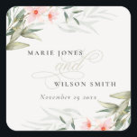 Sticker Carré Classy Rustic Blush Greenery Floral Bunch Mariage<br><div class="desc">Si vous avez besoin d'une personnalisation supplémentaire,  n'hésitez pas à m'envoyer un message sur yellowfebstudio@gmail.com .</div>