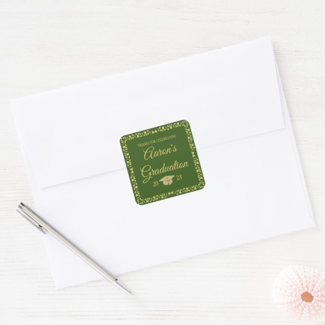 Sticker Carré Classy Stylish Gold sur le Merci Green Graduation (Enveloppe)