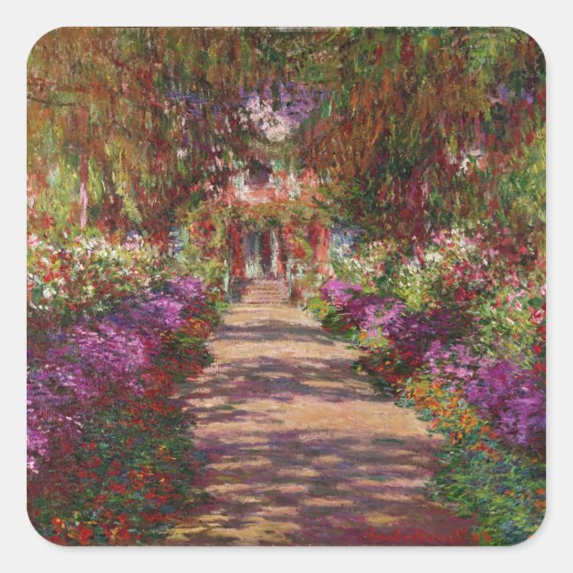 Sticker Carré Claude Monet | A Pathway à Monet's Garden (Devant)