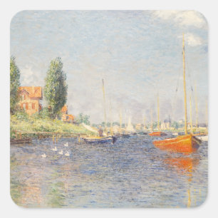Sticker Carré Claude Monet. Bateaux rouges, Argenteuil
