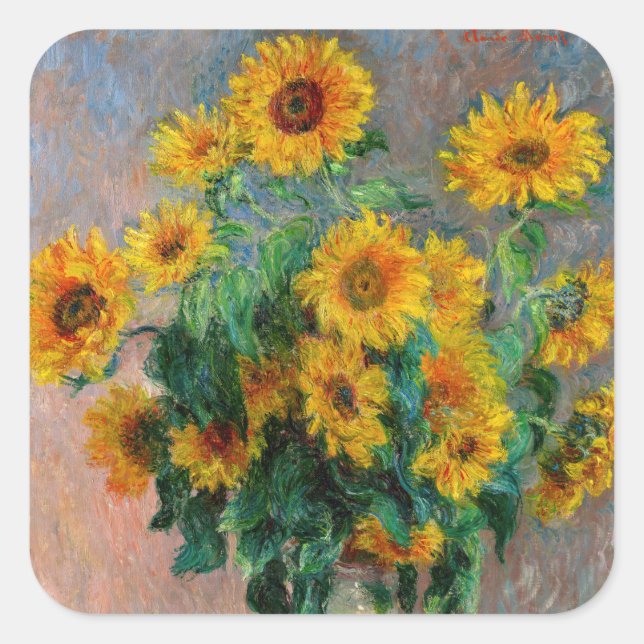 Sticker Carré Claude Monet - Bouquet de tournesols (Devant)