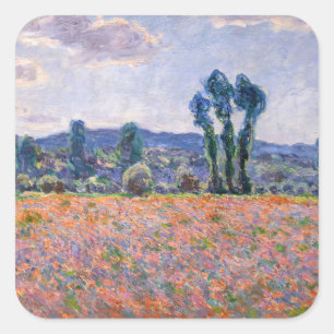 Sticker Carré Claude Monet - Champ de coquelicots 1890 (Giverny)