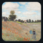 Sticker Carré Claude Monet - Champ de pavot<br><div class="desc">Poppy Field / Poppies sauvages,  près d'Argenteuil / Les Coquelicots - Claude Monet en 1873</div>