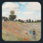 Sticker Carré Claude Monet - Champ de pavot<br><div class="desc">Poppy Field / Poppies sauvages,  près d'Argenteuil / Les Coquelicots - Claude Monet en 1873</div>