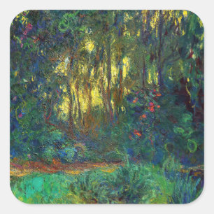 Sticker Carré Claude Monet - Coin d'un étang avec des Nénuphars