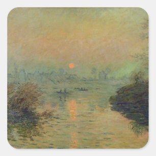 Sticker Carré Claude Monet Coucher de soleil sur la Seine