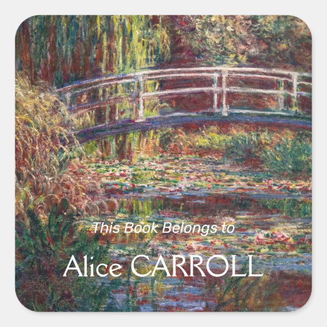 Sticker Carré Claude Monet - Eau Lily étang, Harmonie rose (Devant)