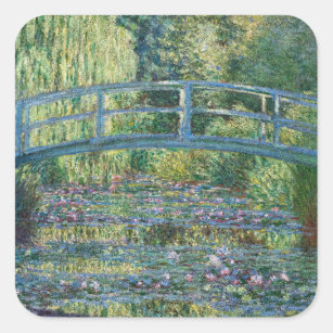 Sticker Carré Claude Monet - Eau Lily étang, Harmonie verte