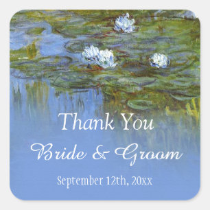 Sticker Carré Claude Monet favor de mariage nénuphar merci