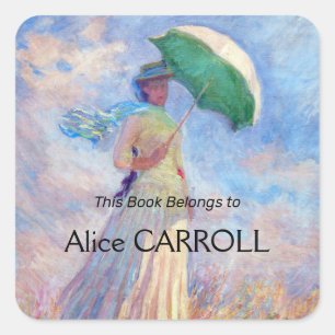Sticker Carré Claude Monet - Femme à l'ombrelle tournée vers la 