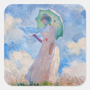 Sticker Carré Claude Monet - Femme avec Parasol face à gauche
