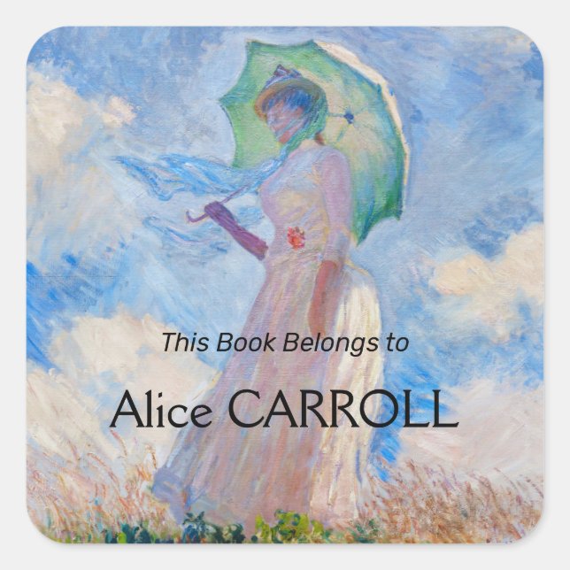 Sticker Carré Claude Monet - Femme avec Parasol face à gauche (Devant)